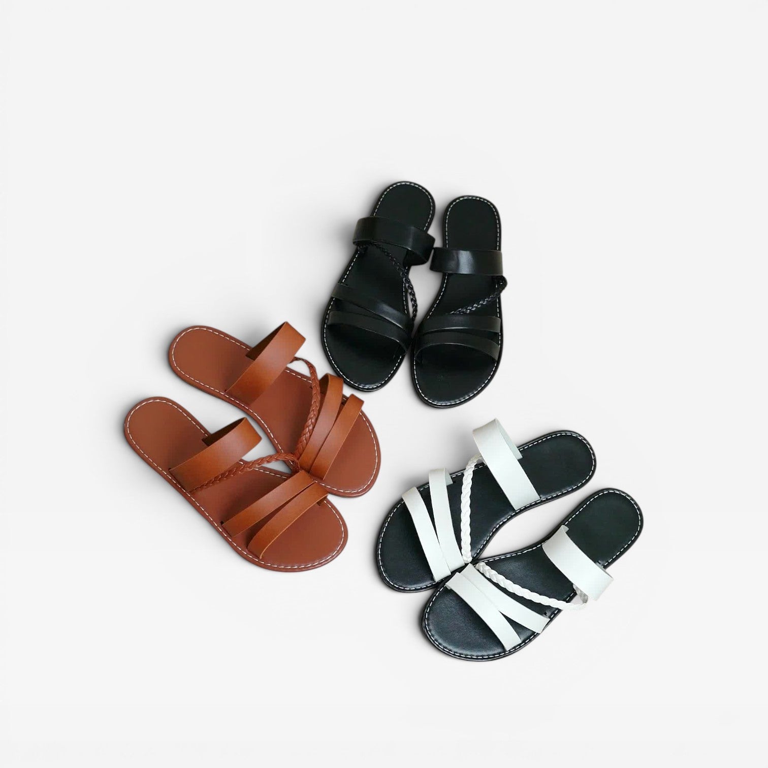 Braided Woven Slide Sandals, Open Toe Flat Summer Shoes