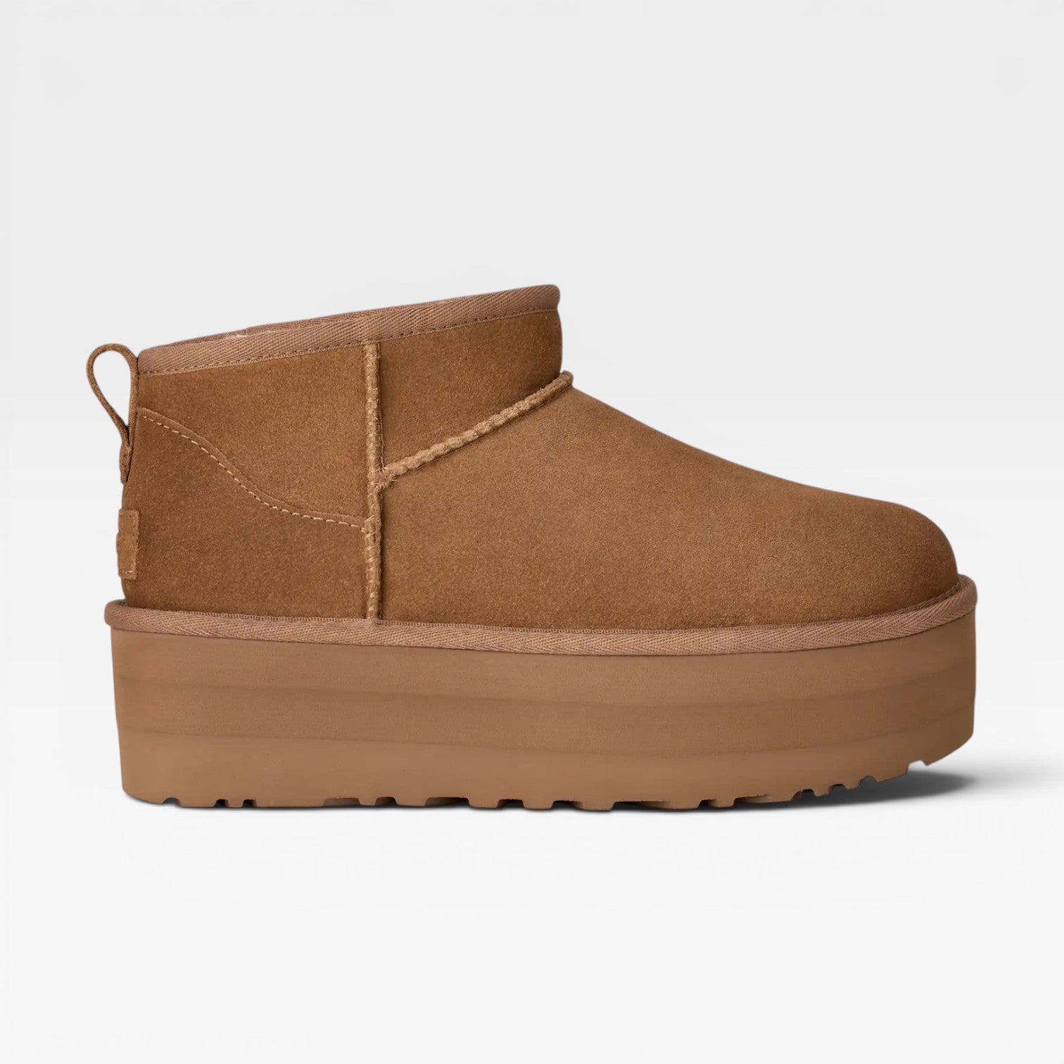 Cowhide Suede Mini Boots, Lifted Sheepskin Platform