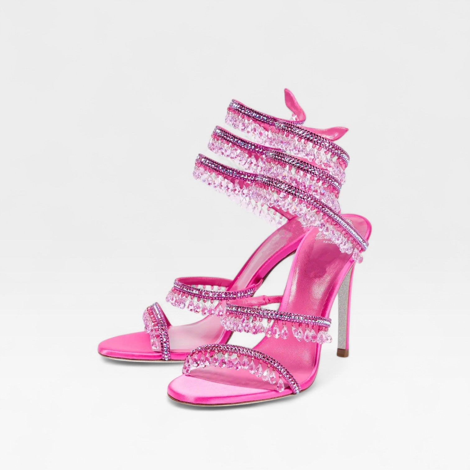 Crystal Strappy Heeled Sandals, Hand Sewn Party Shoes