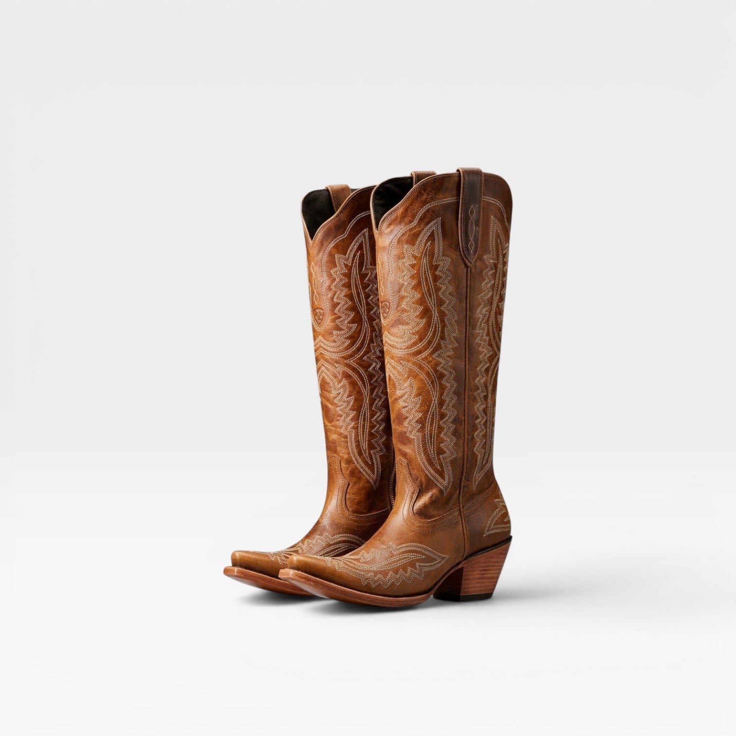 Tall Cowboy Boots, Embroidered Knee High Western Heel