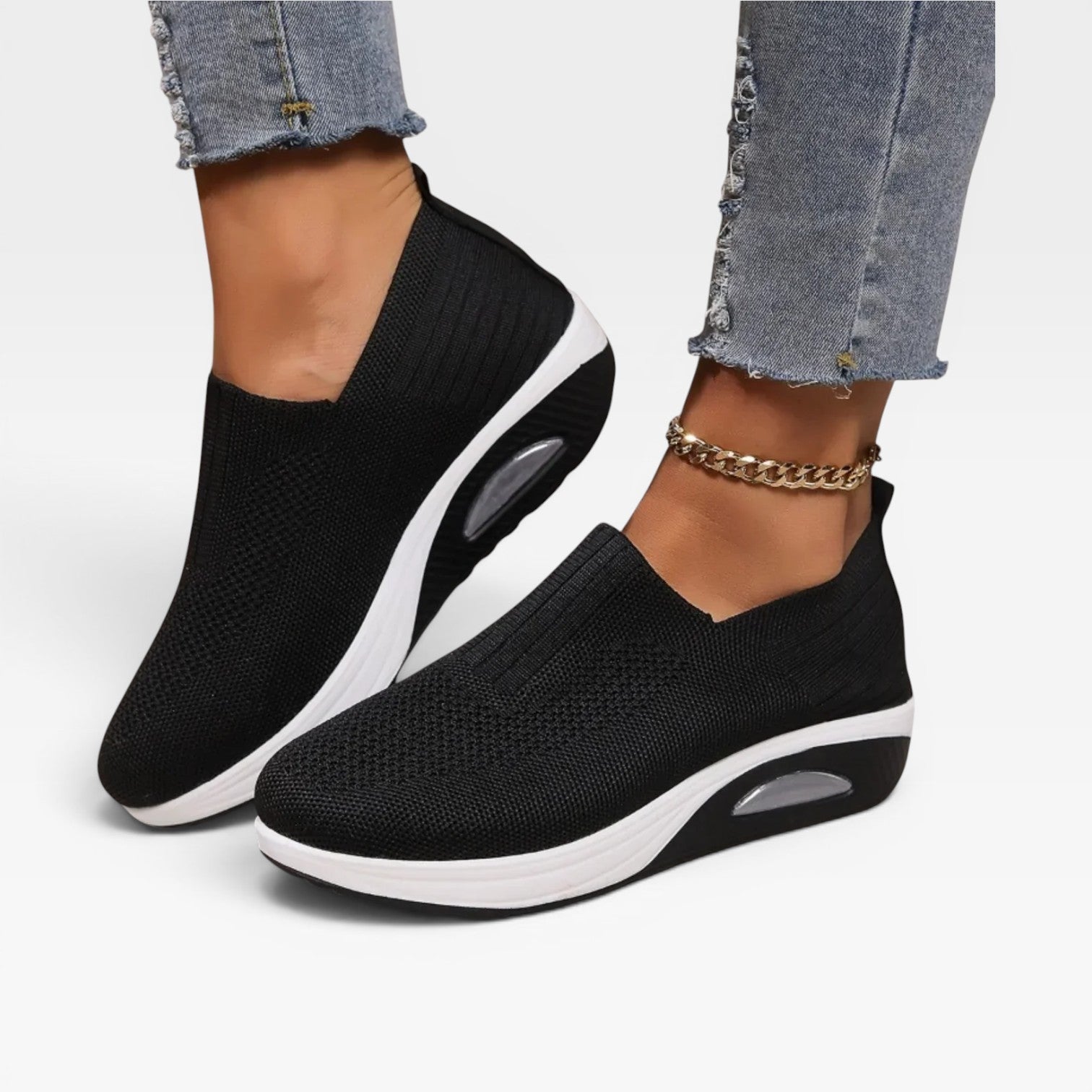 Knit Slip On Trainers, Breathable Lightweight Walkers