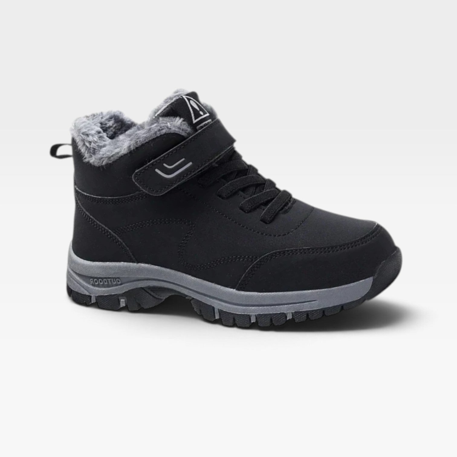 Fur Lined Winter Boots, Water Resistant Velcro Strap