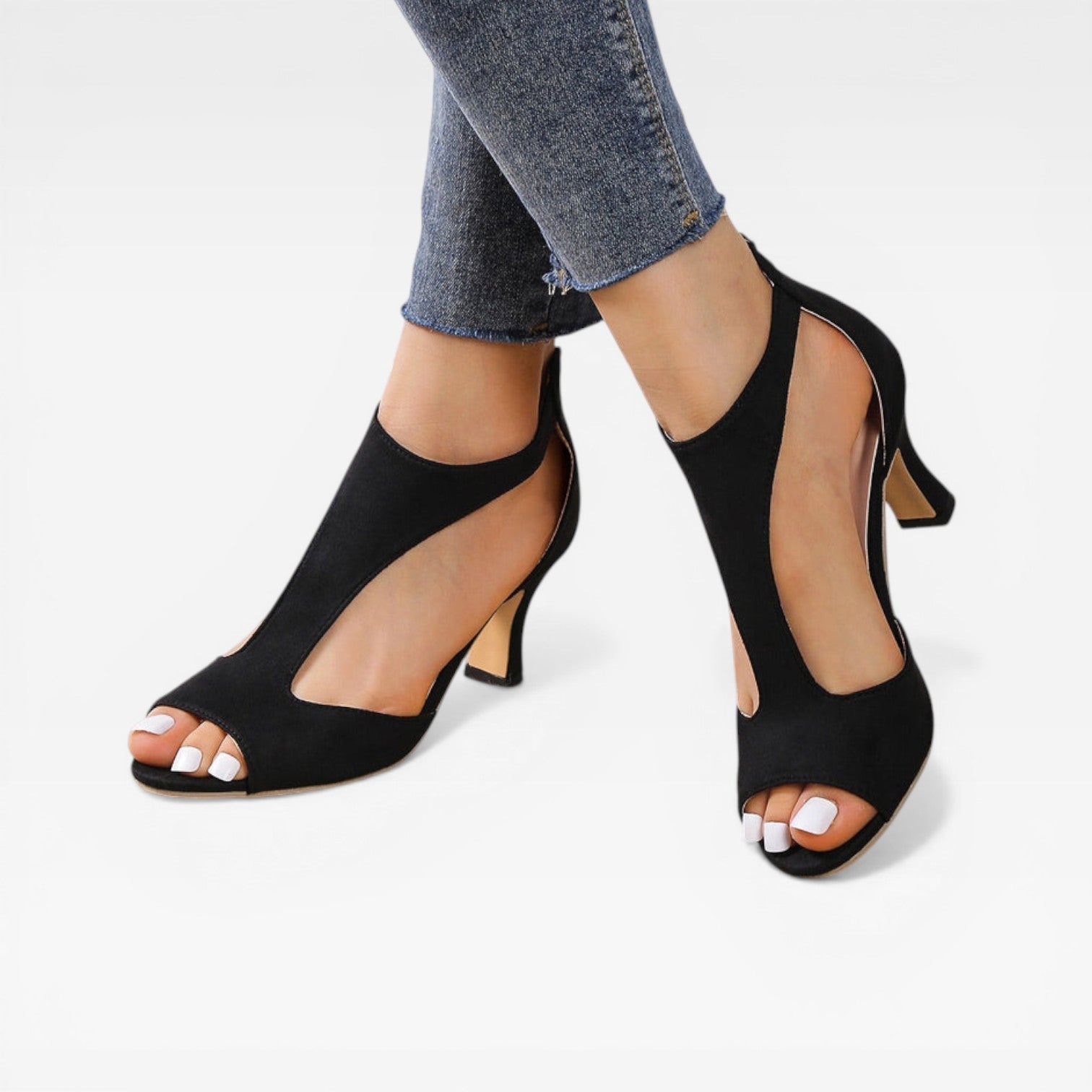 Open Toe Kitten Heels, Animal Print Summer Sandals