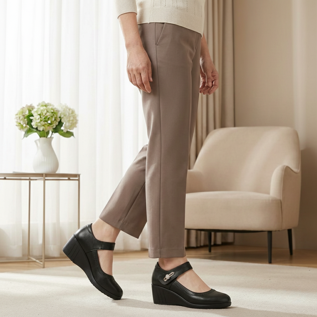 Leather Mary Jane Pumps, Cushioned 1.5 Inch Mid Heel