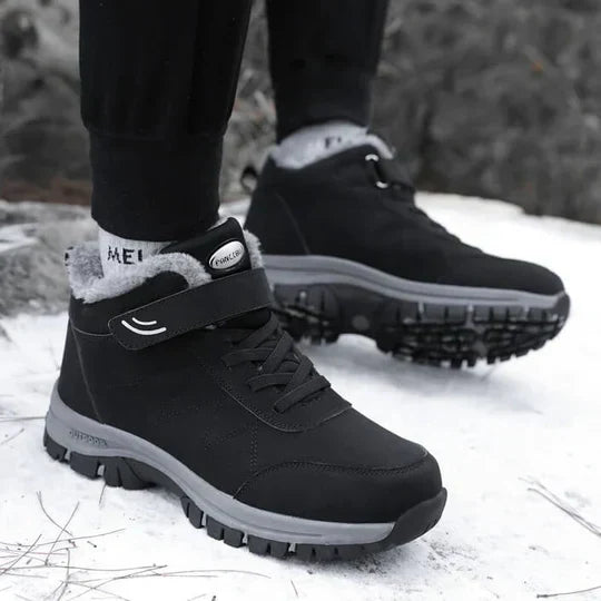 Fur Lined Winter Boots, Water Resistant Velcro Strap