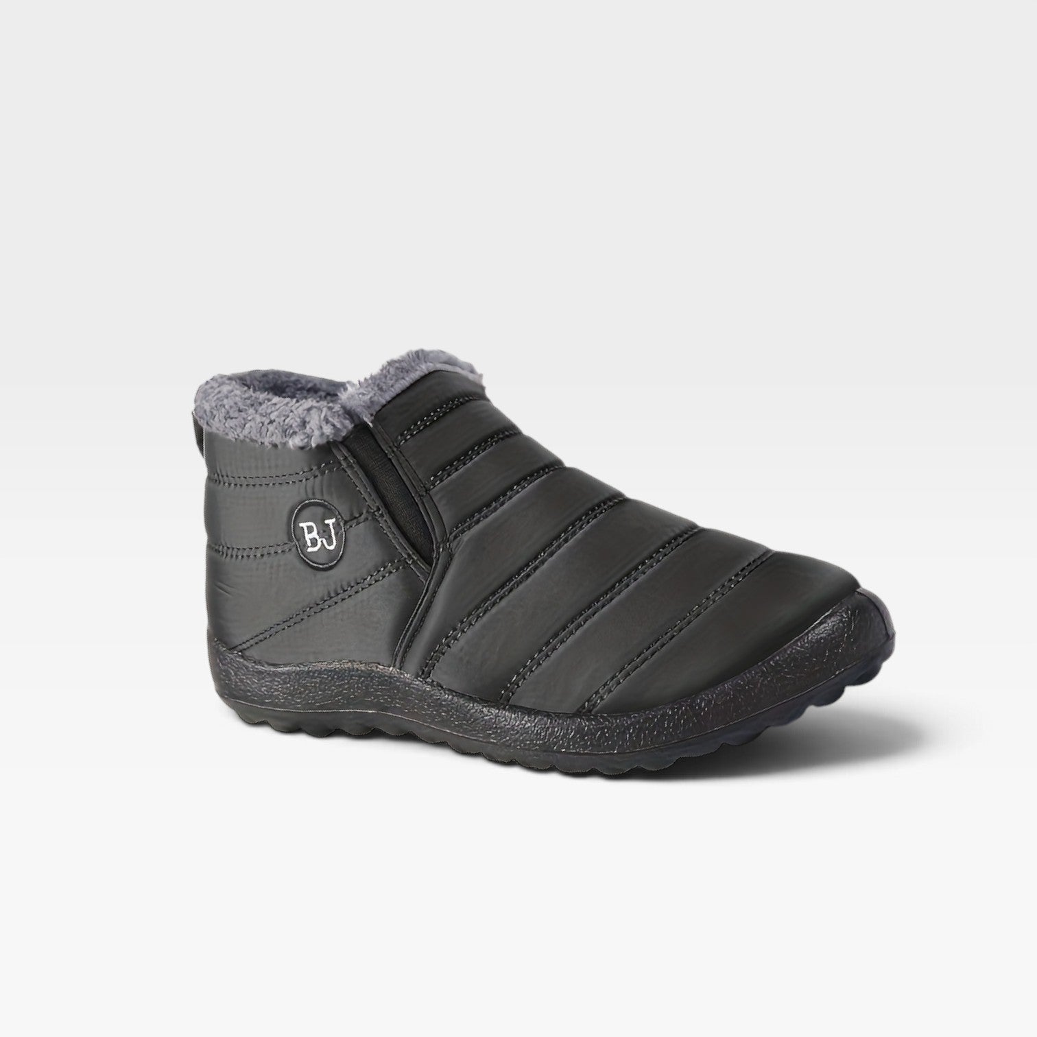 Quilted Fur Lined Snow Boots, Water Resistant Sole
