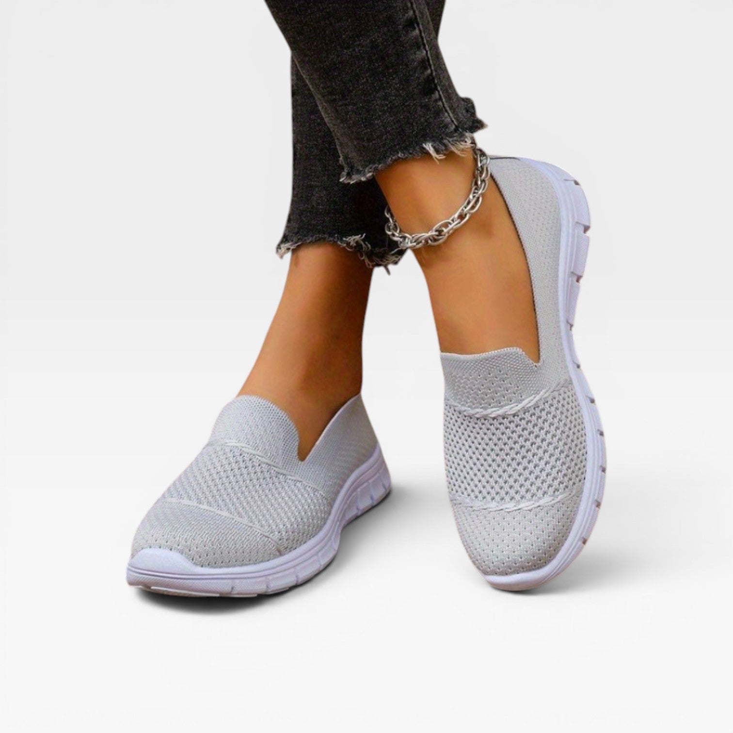 Knit Mesh Slip On Sneakers, Breathable Comfort Shoes