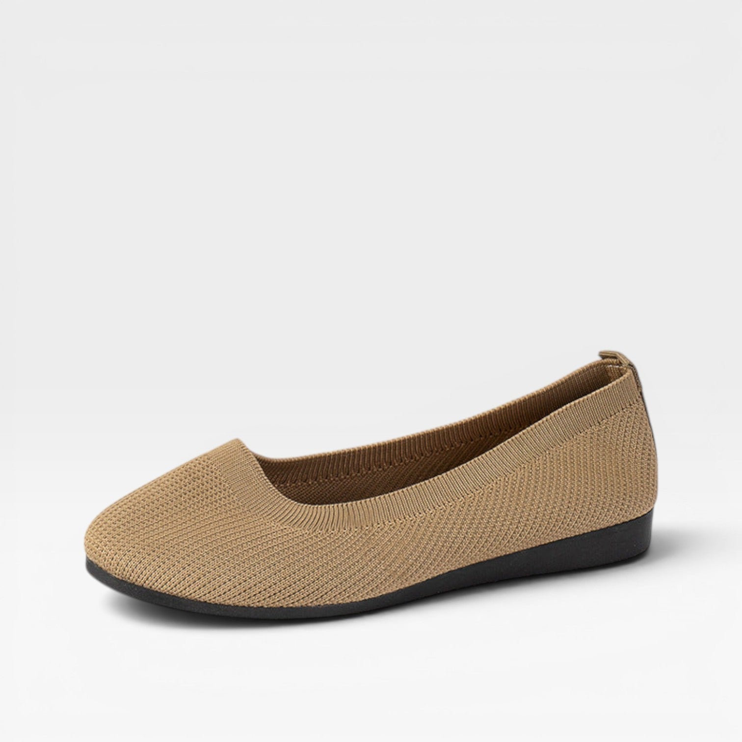 Knit Ballet Flats, Cushioned Round Toe Slip On Shoes