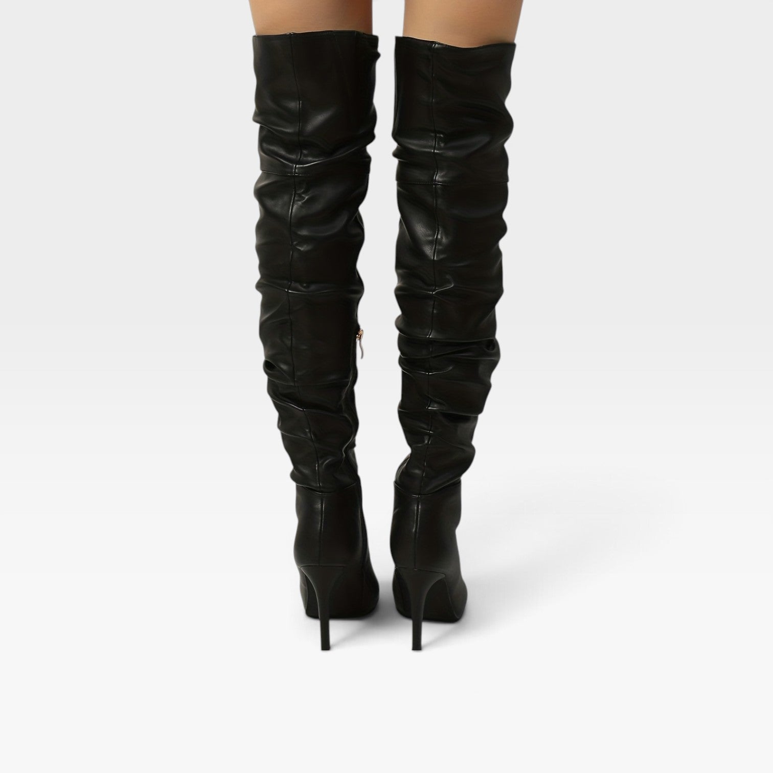Over The Knee Stiletto Boots, Ruched Shaft Pointed Toe