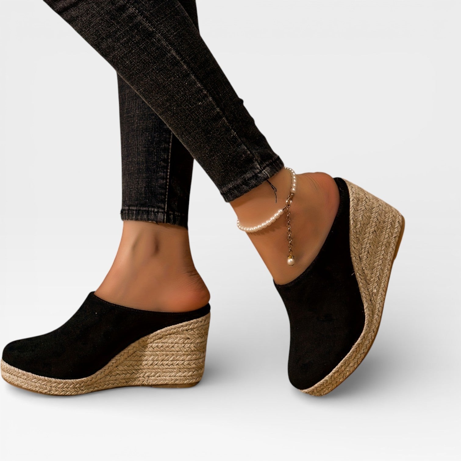 Velvet Wedge Espadrilles, Rope Sole Summer Sandals