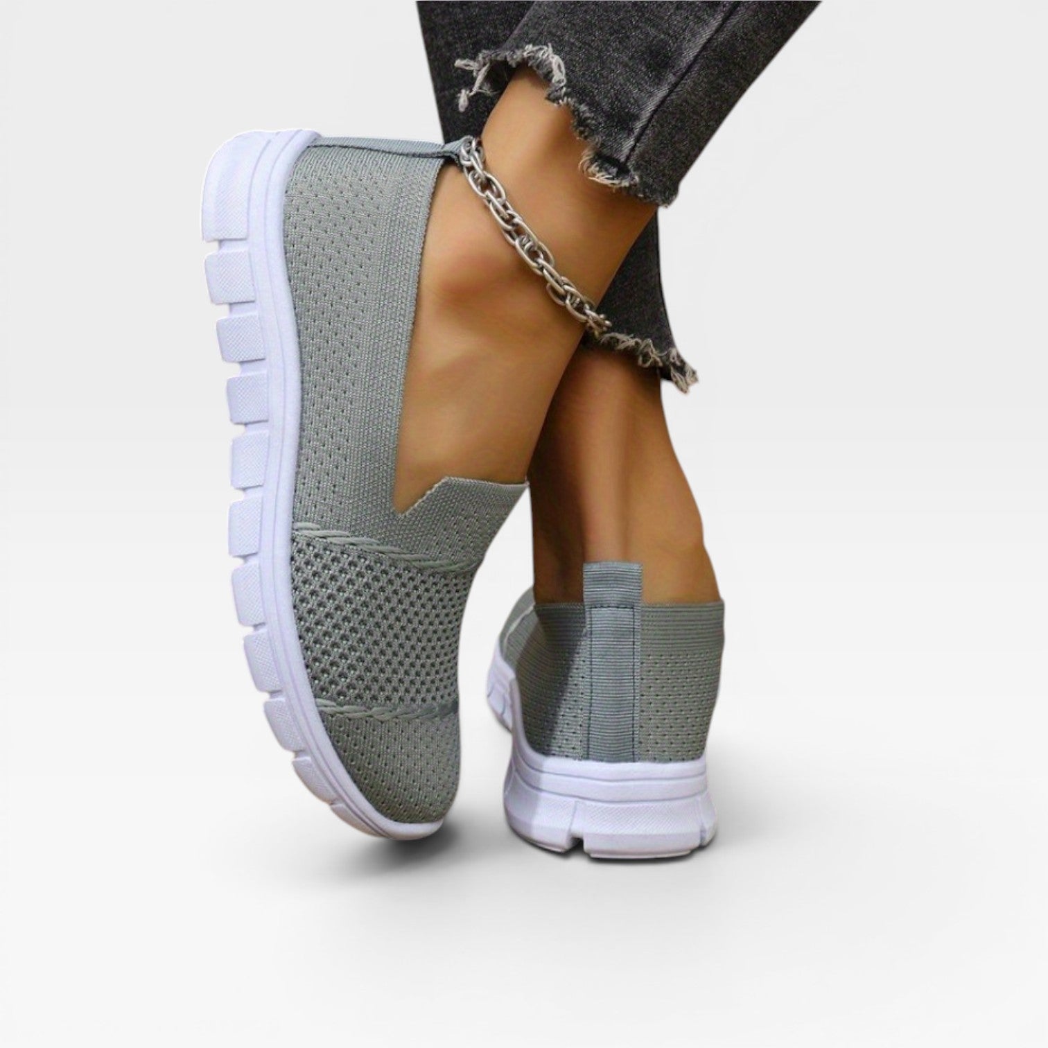 Knit Mesh Slip On Sneakers, Breathable Comfort Shoes