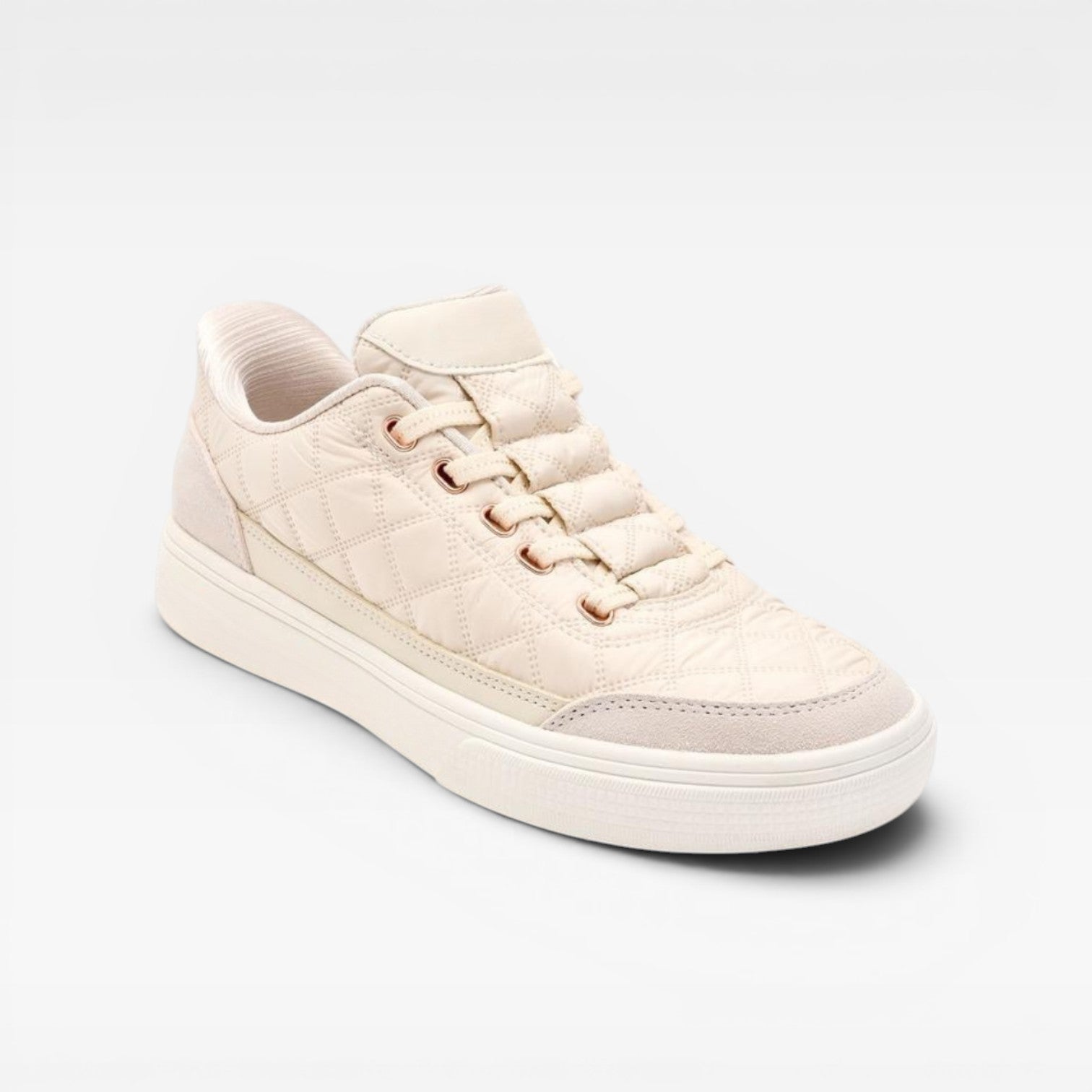 Quilted Puffer Sneakers, Cushioned Suede Trim Trainers