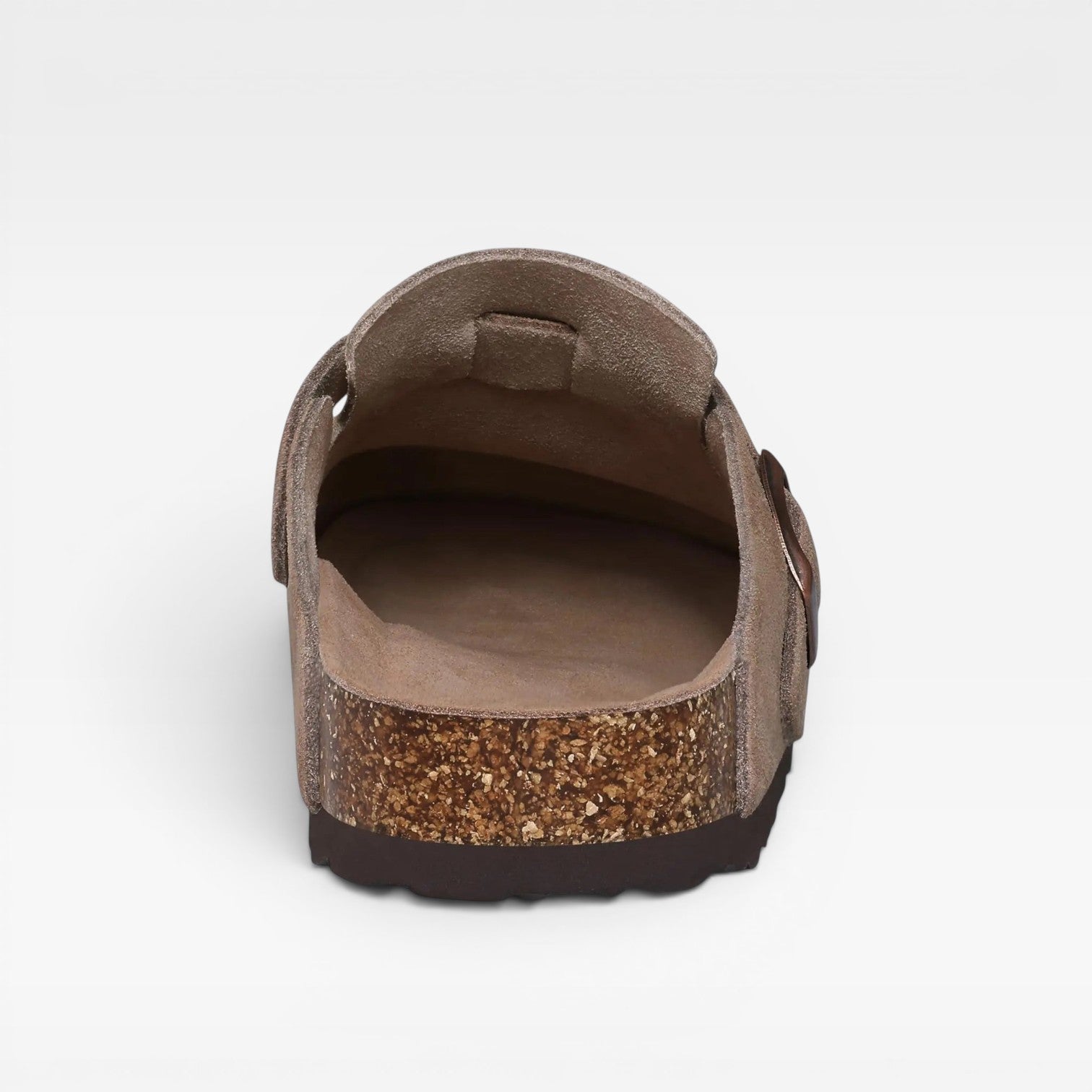 Suede Cork Clogs, Closed Toe Slip On Buckle Strap Mules
