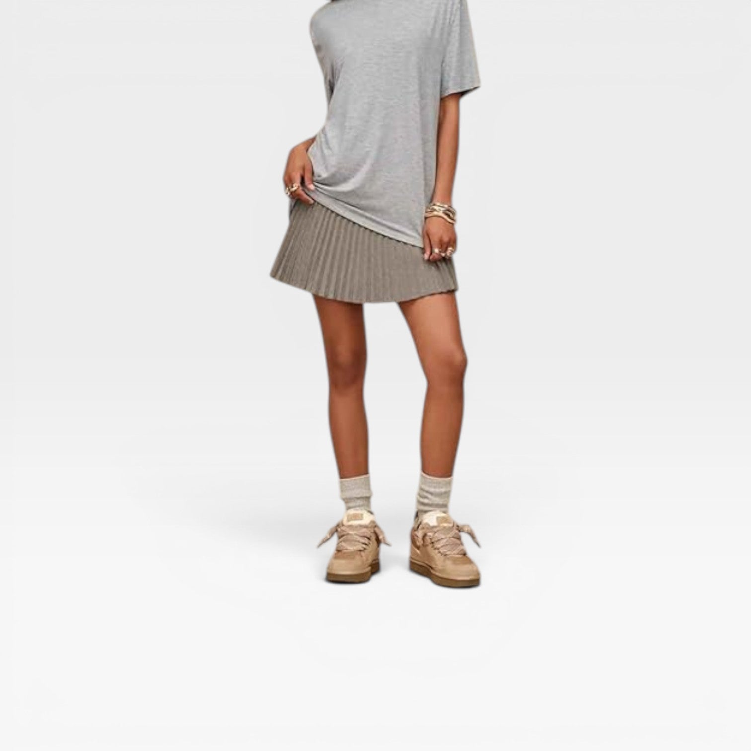 Shearling Lined Suede Sneakers, Chunky Cushion Sole