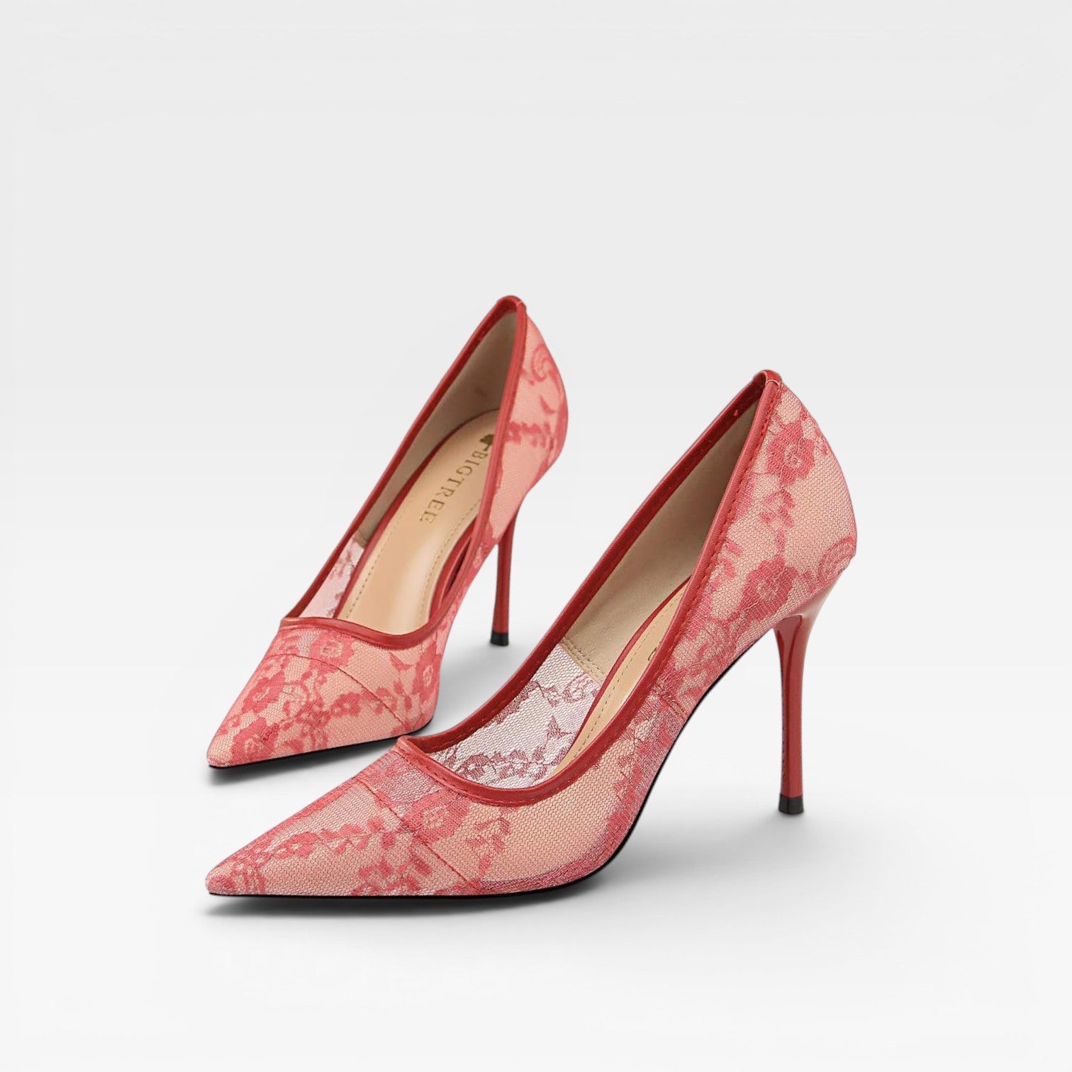 Floral Lace Pointed Toe Pumps, Slim Stiletto Court Shoe