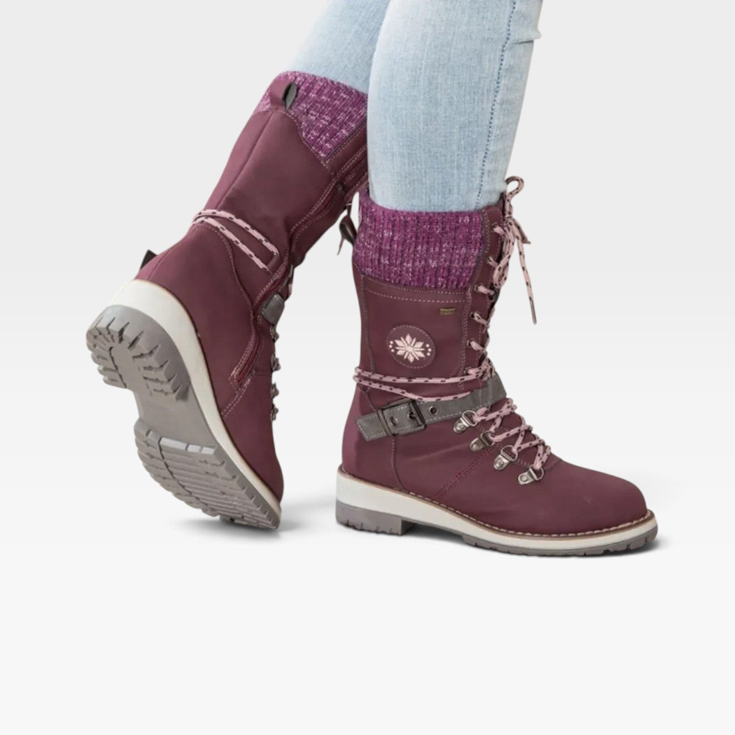 Snow Boots with Knit Cuff, Water Resistant Lugged Sole