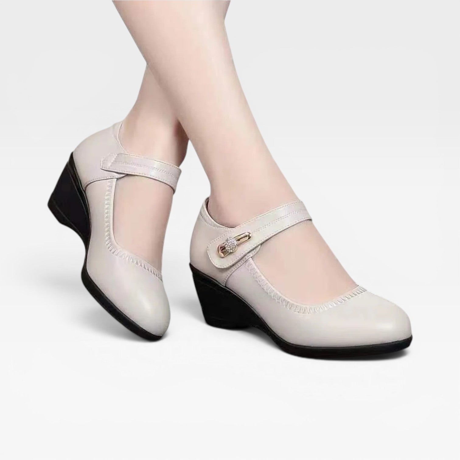 Leather Mary Jane Pumps, Cushioned 1.5 Inch Mid Heel