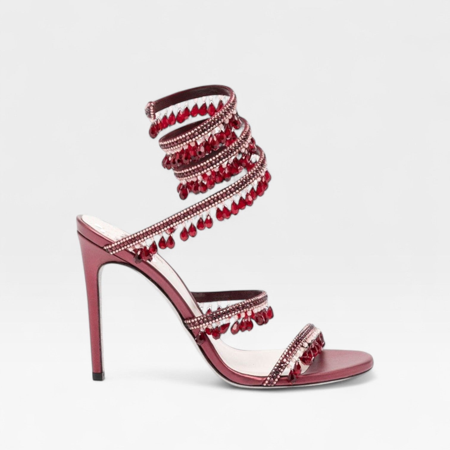 Crystal Strappy Heeled Sandals, Hand Sewn Party Shoes