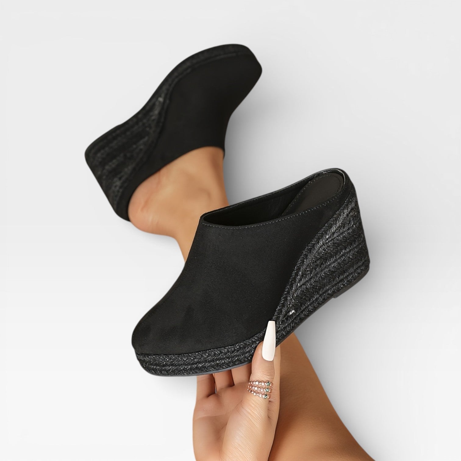 Velvet Wedge Espadrilles, Rope Sole Summer Sandals