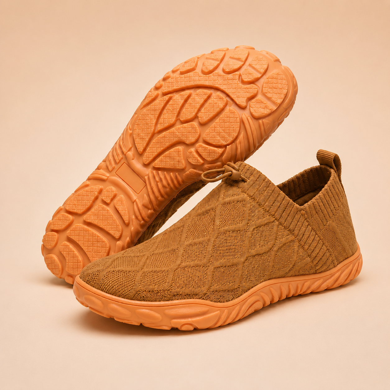 Knit Slip On Sneakers, Cushioned Bungee Lace Trainers