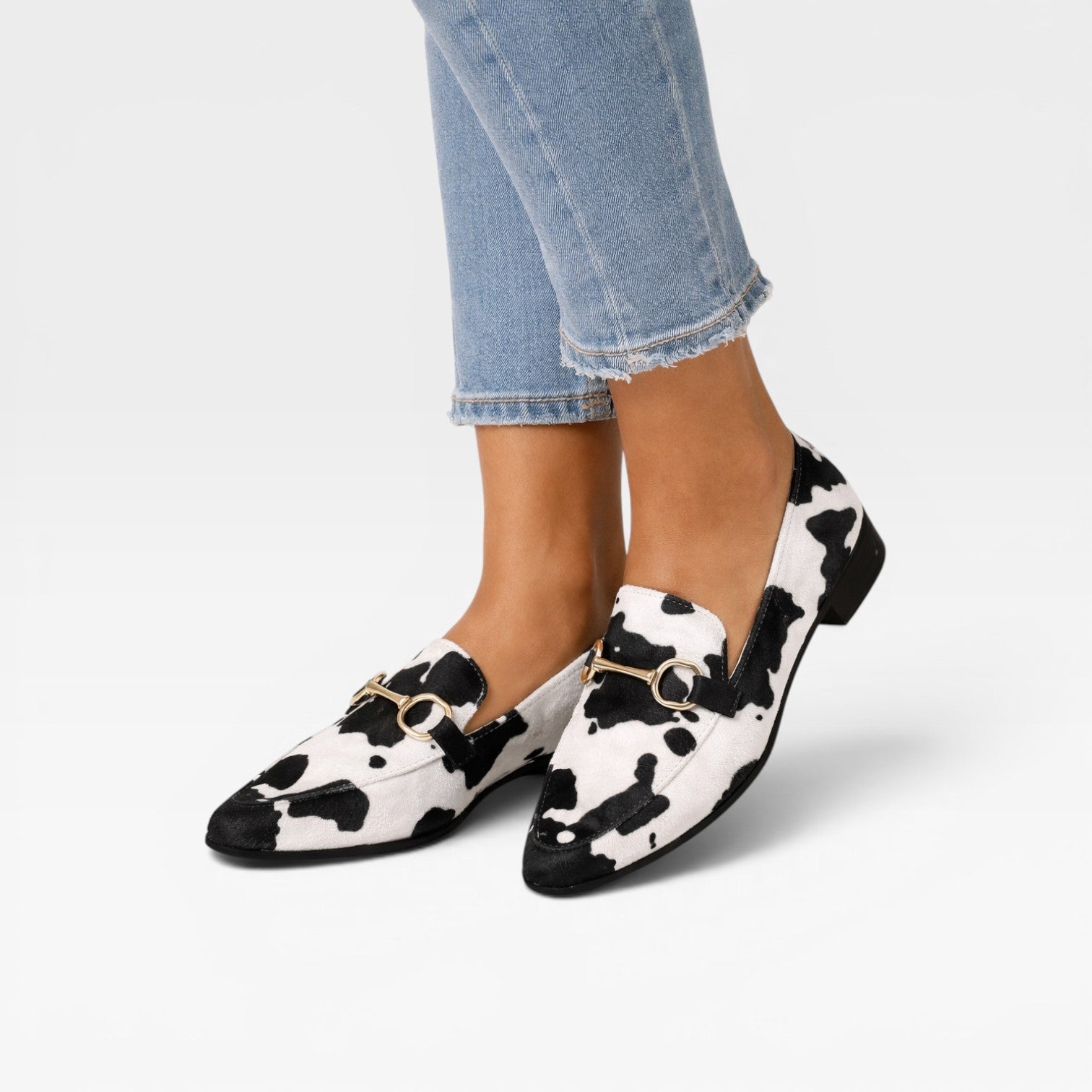 Animal Print Loafers, Metal Bit Slip On Flat Dress Shoes