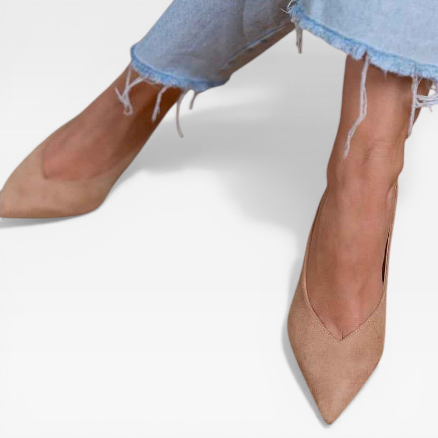 Slingback Kitten Heels in Nude, Low Heel Court Pumps