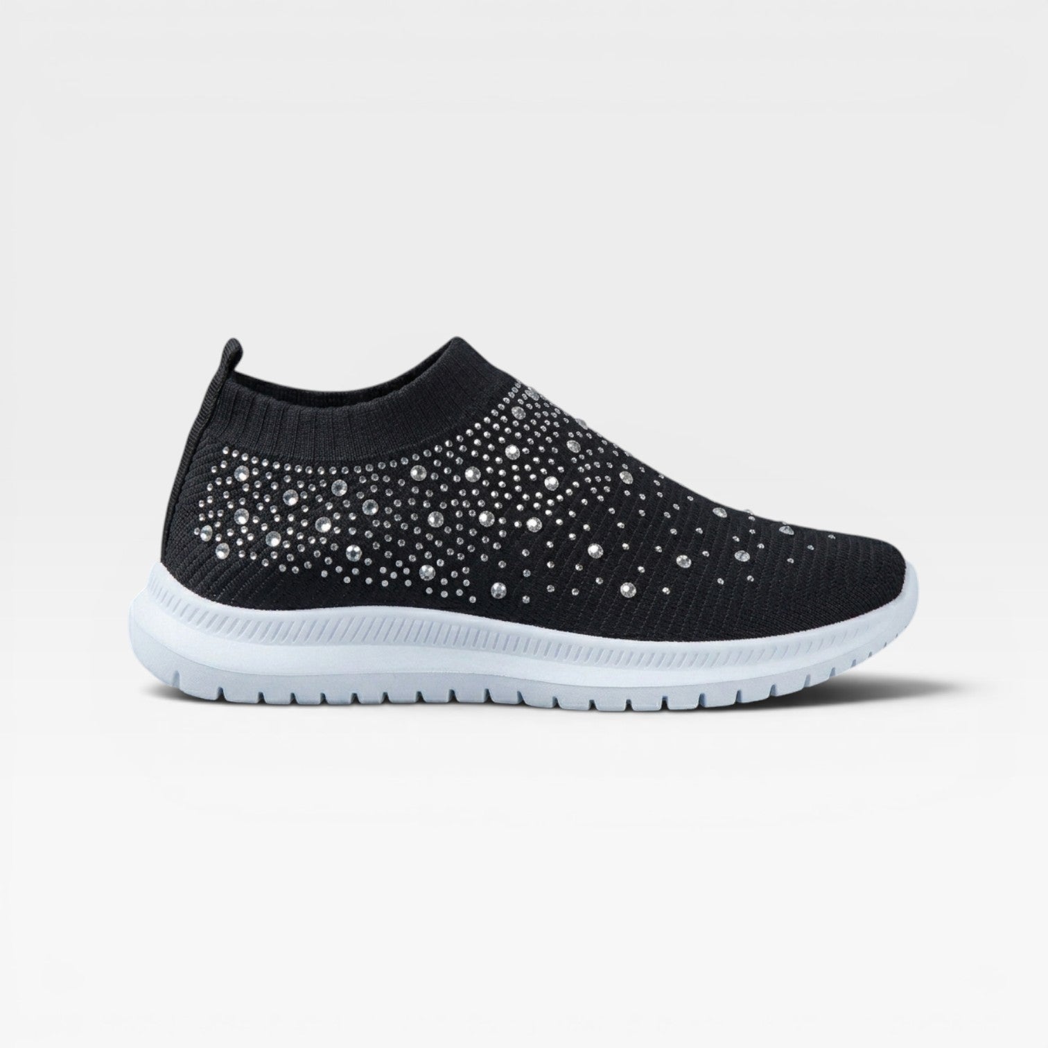 Diamante Knit Slip On Trainers, Crystal Sock Fit Shoes