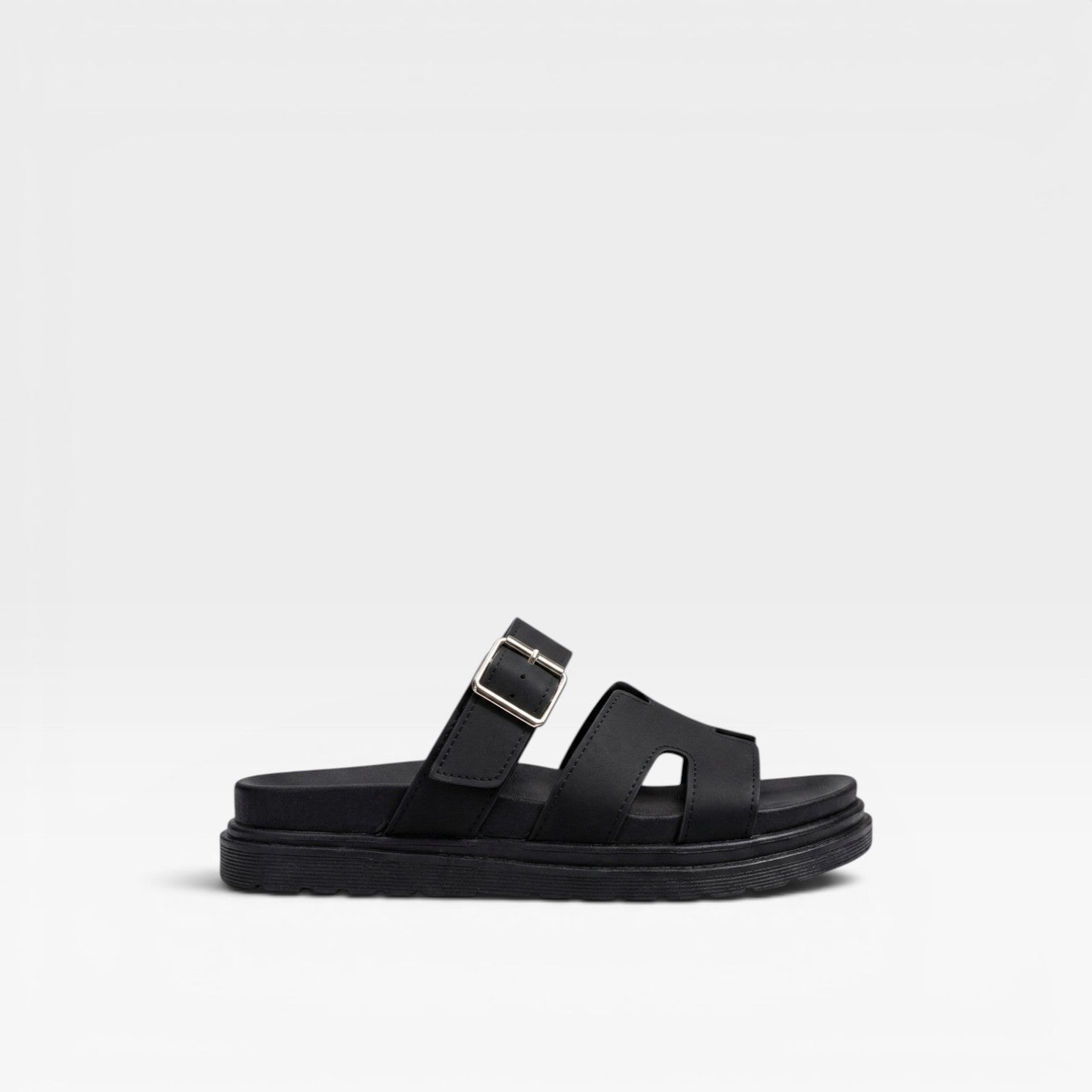 Chunky Platform Sandals, Cross Band Cutout Buckle Strap