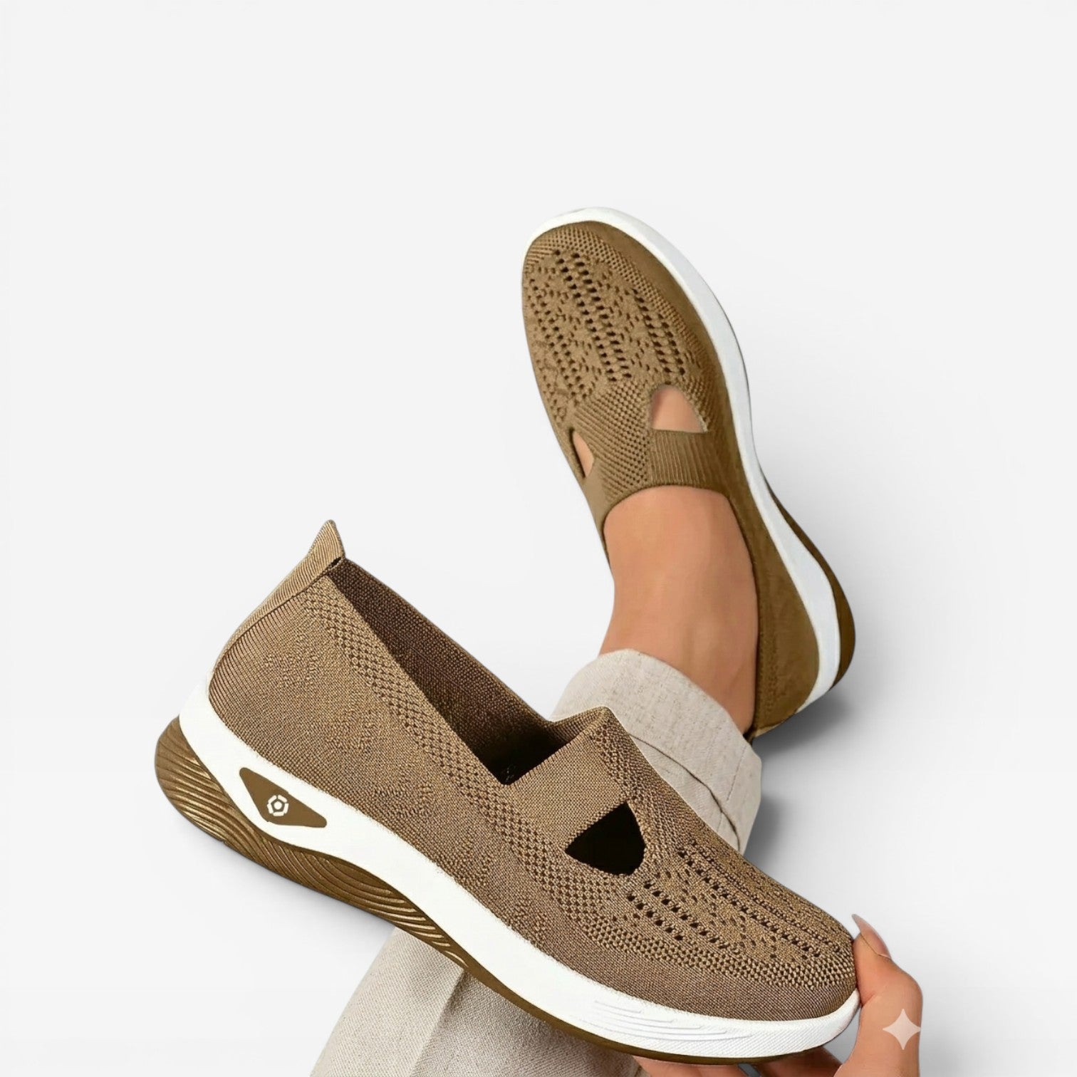Arch Support Slip On Trainers, Cushioned Knit Shoes