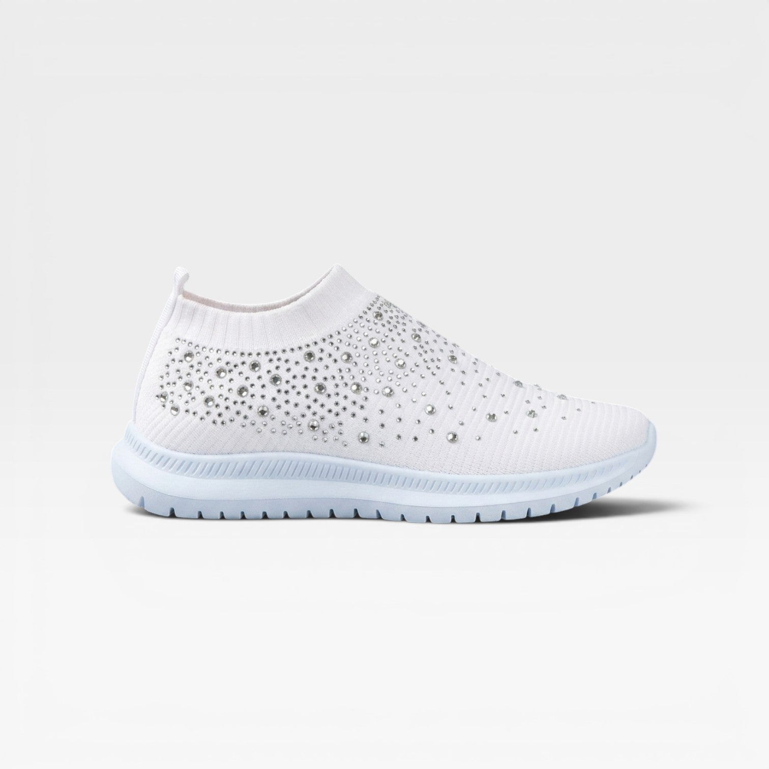 Diamante Knit Slip On Trainers, Crystal Sock Fit Shoes
