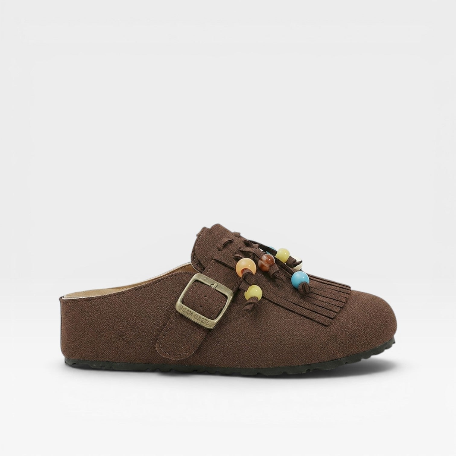 Fringe Suede Clogs, Slip On Boho Mules with Soft Lining