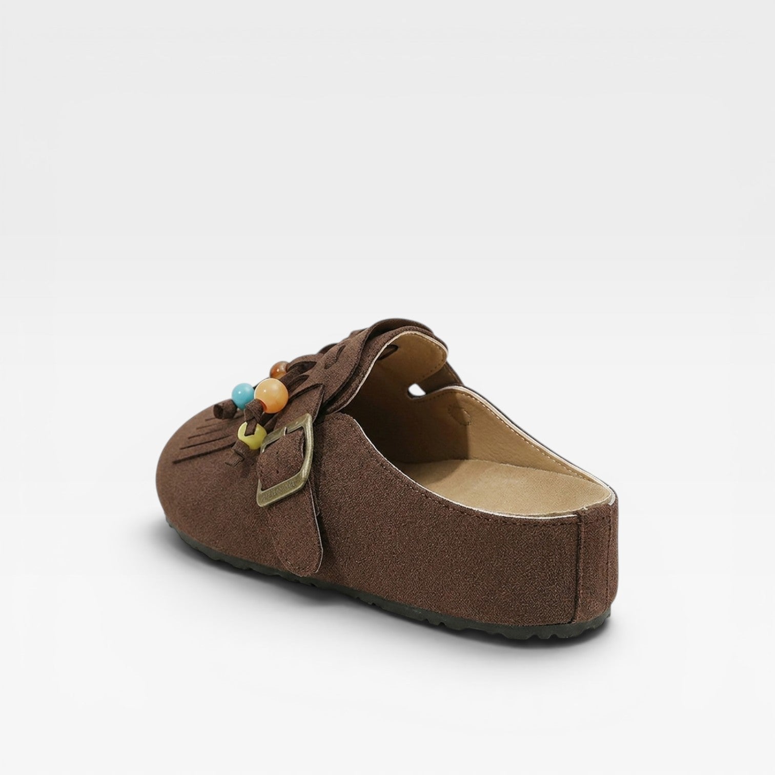 Fringe Suede Clogs, Slip On Boho Mules with Soft Lining