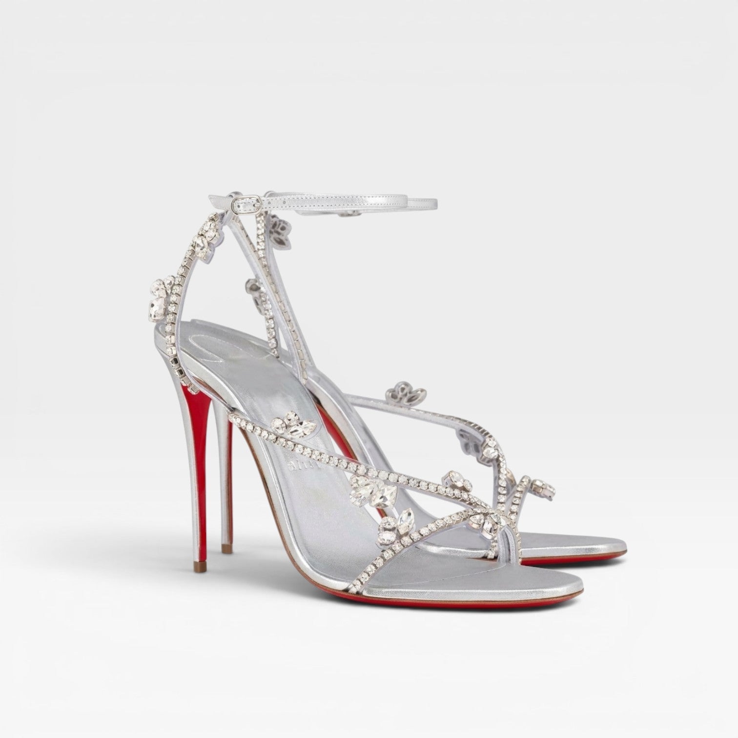 Crystal Embellished Strappy Sandals, Stiletto Heels