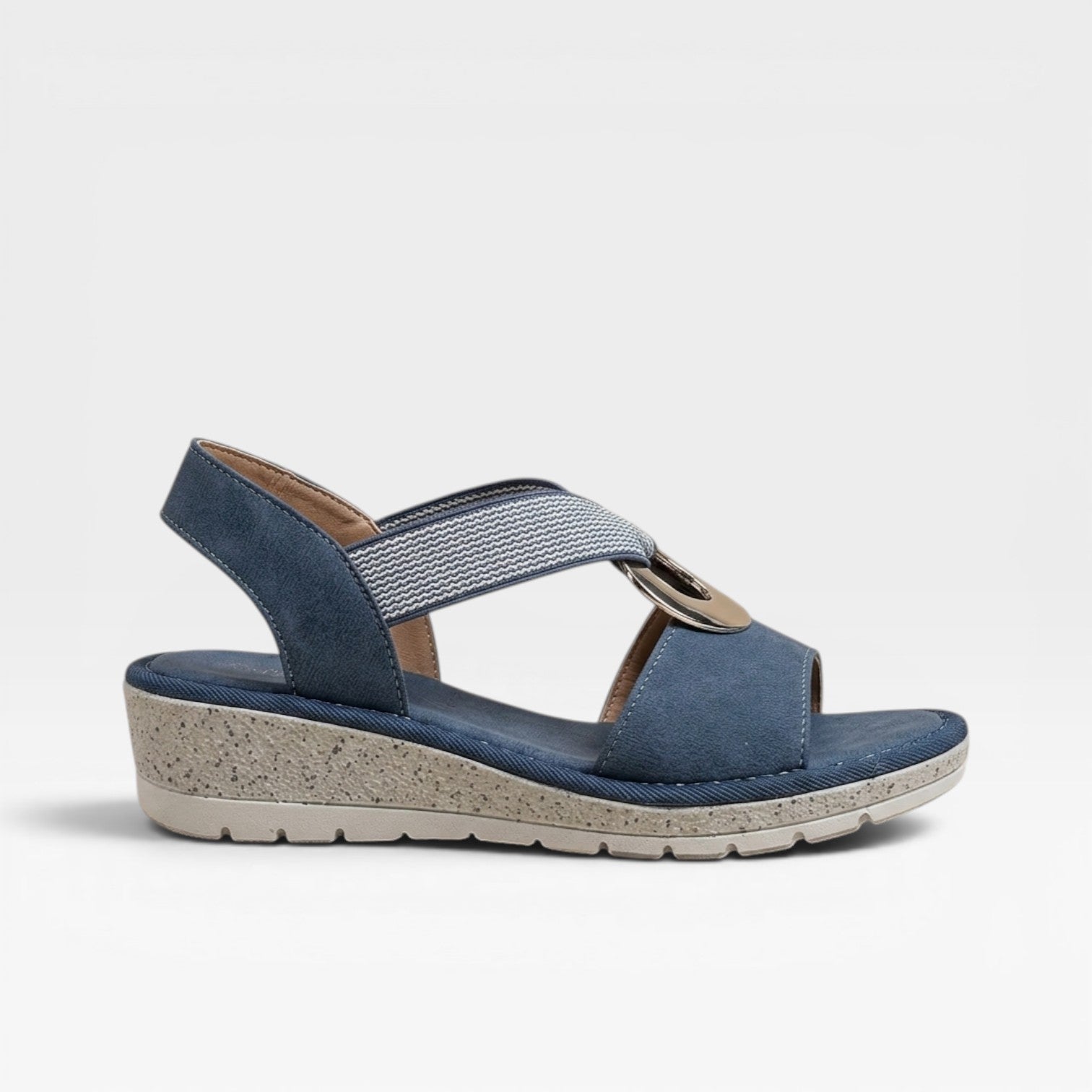 Toe Loop Flat Sandals, Gold Ring Slingback Comfort Sole