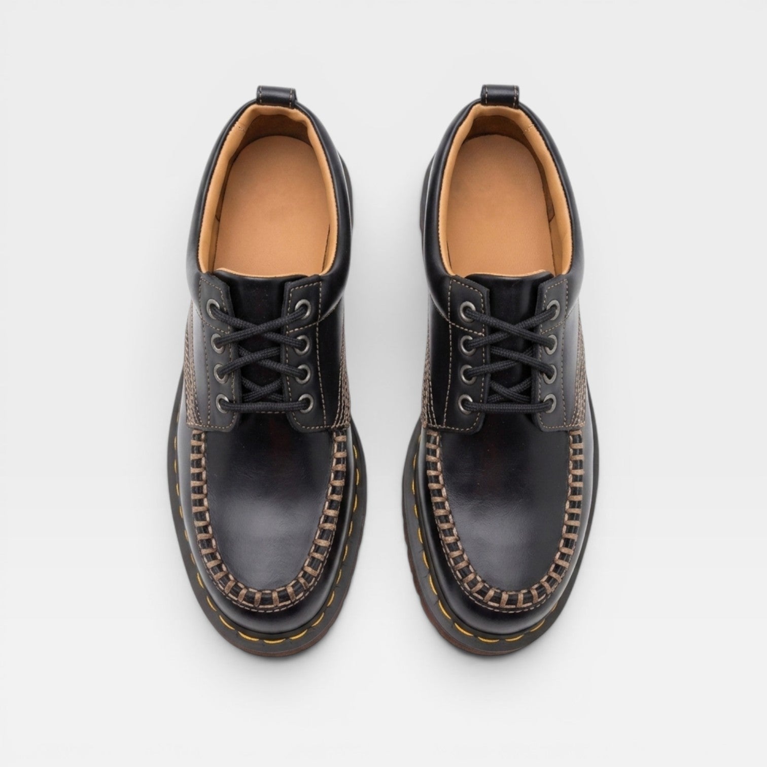 Genuine Cowhide Leather Derby Shoes, Lace Up Oxfords