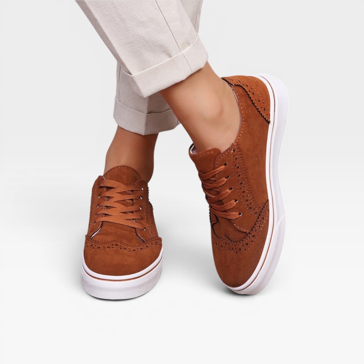 Suede Look Brogue Trainers, Lace Up Platform Shoes
