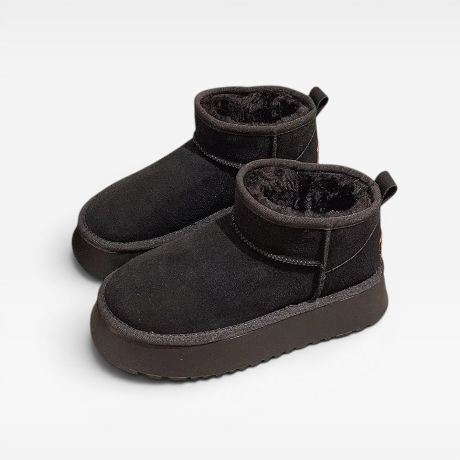 Shearling Platform Ankle Boots, Soft Suede Mini Fit