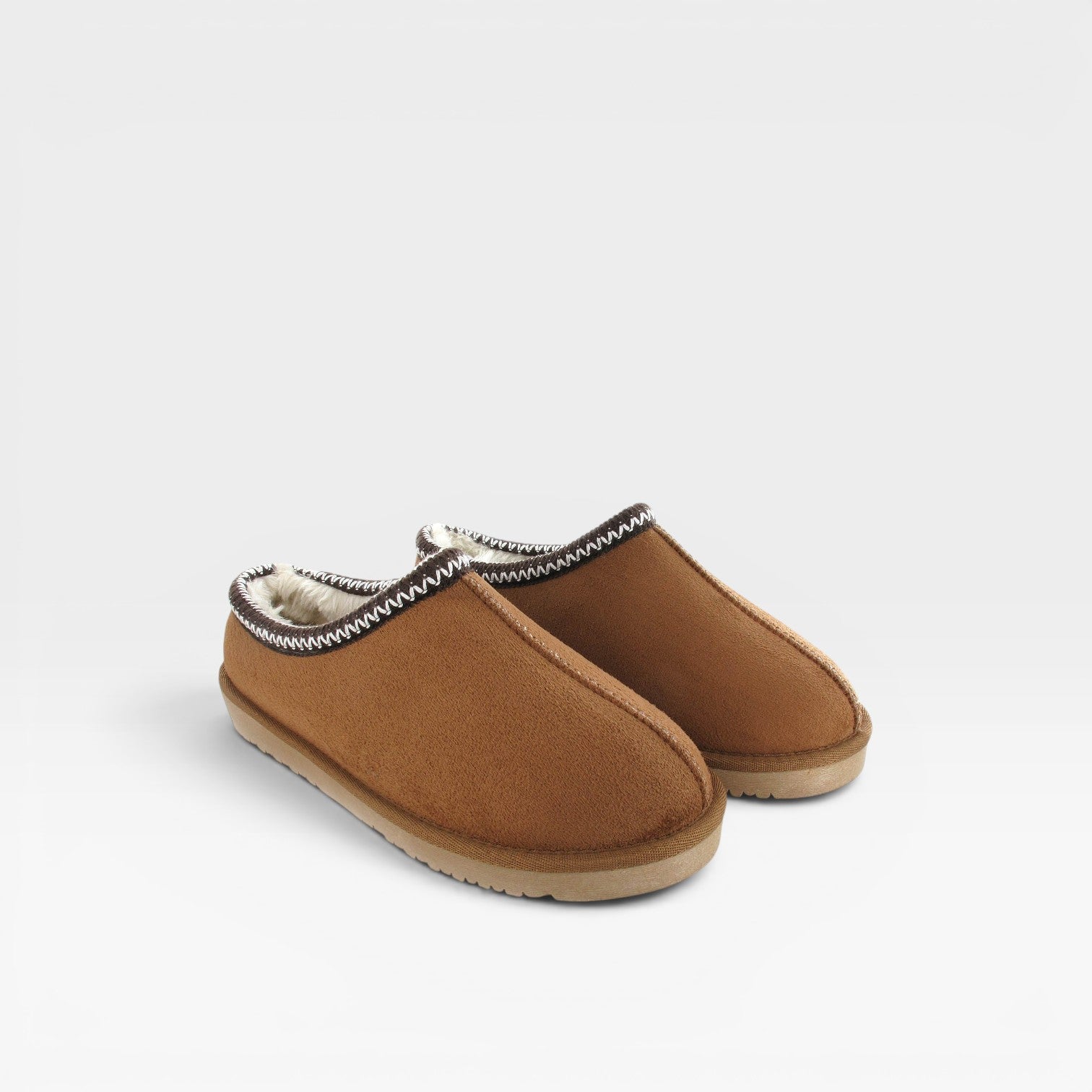 Faux Fur Lined Clogs, Suede Slip On Mules with Grip