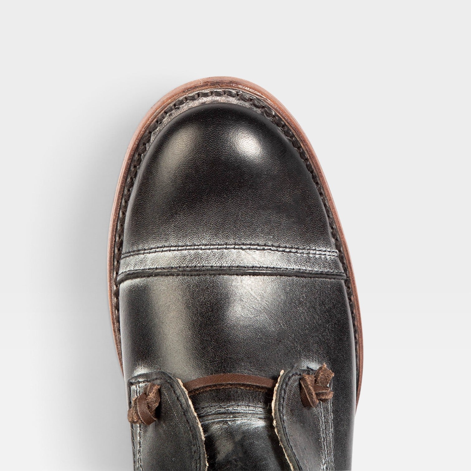 Leather Oxford Shoes, Knotted Lace Detail Flat Black