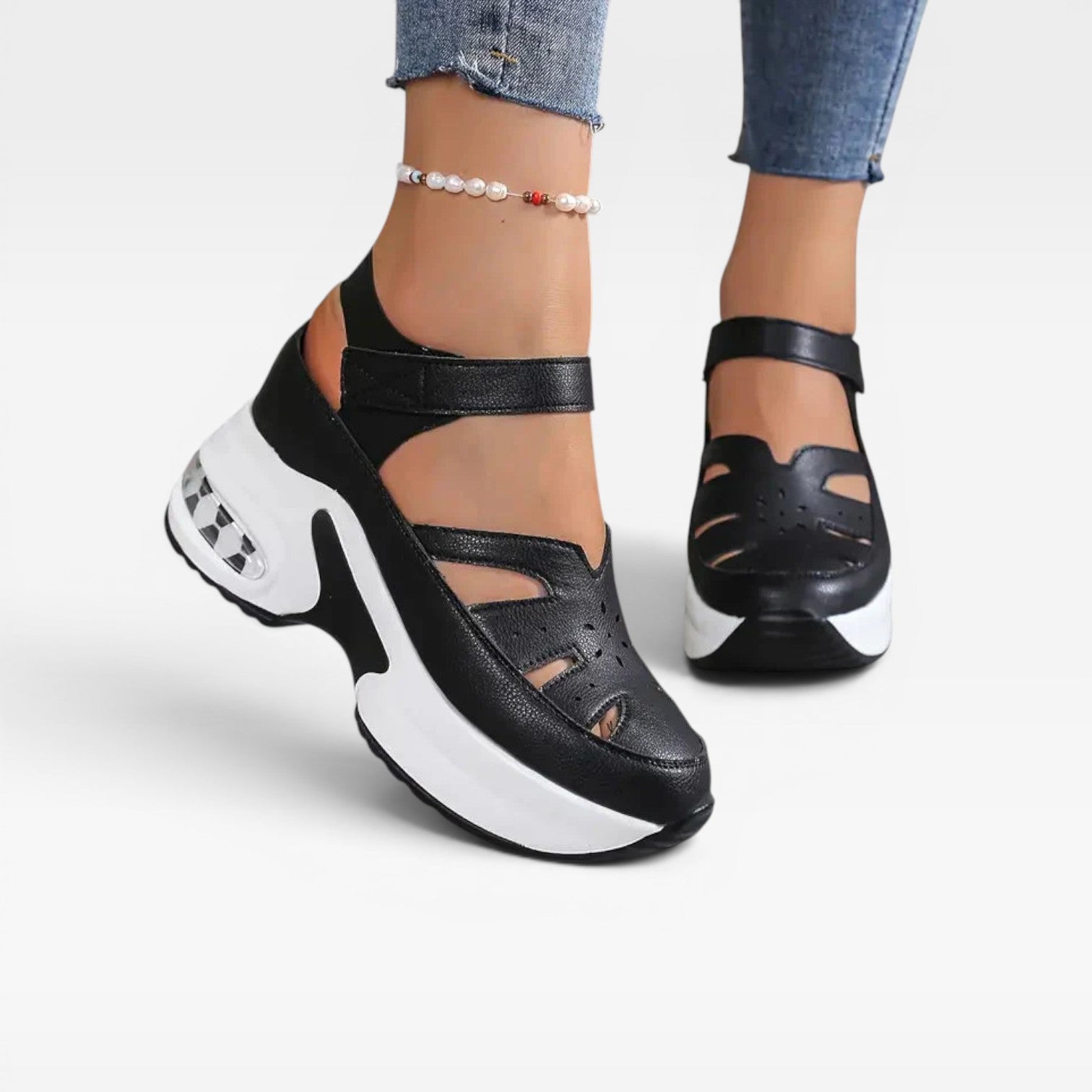 Closed Toe Platform Sandals, Cutout Walking Comfort