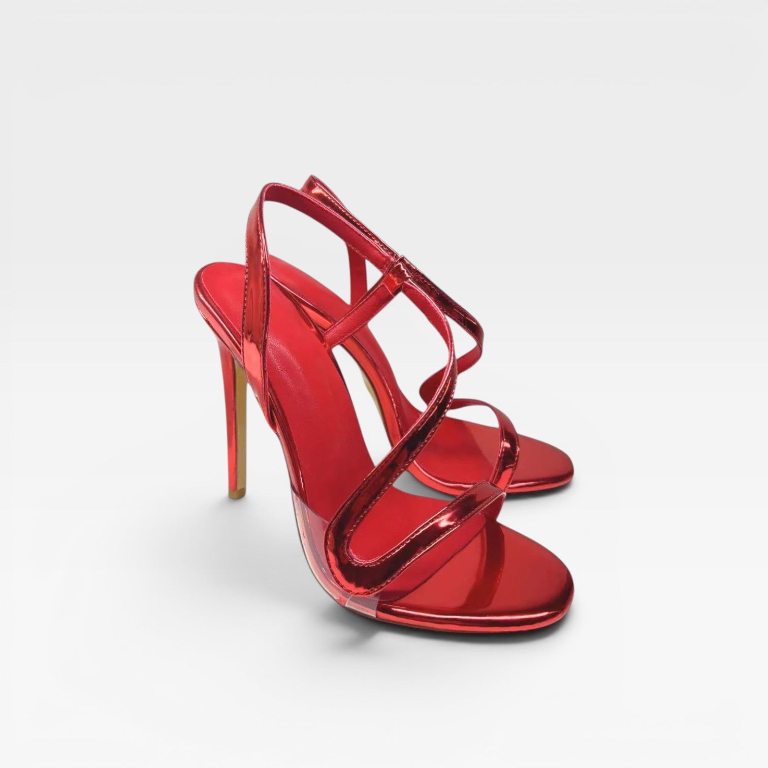 Metallic Strappy Sandals, Criss Cross Open Toe Heels