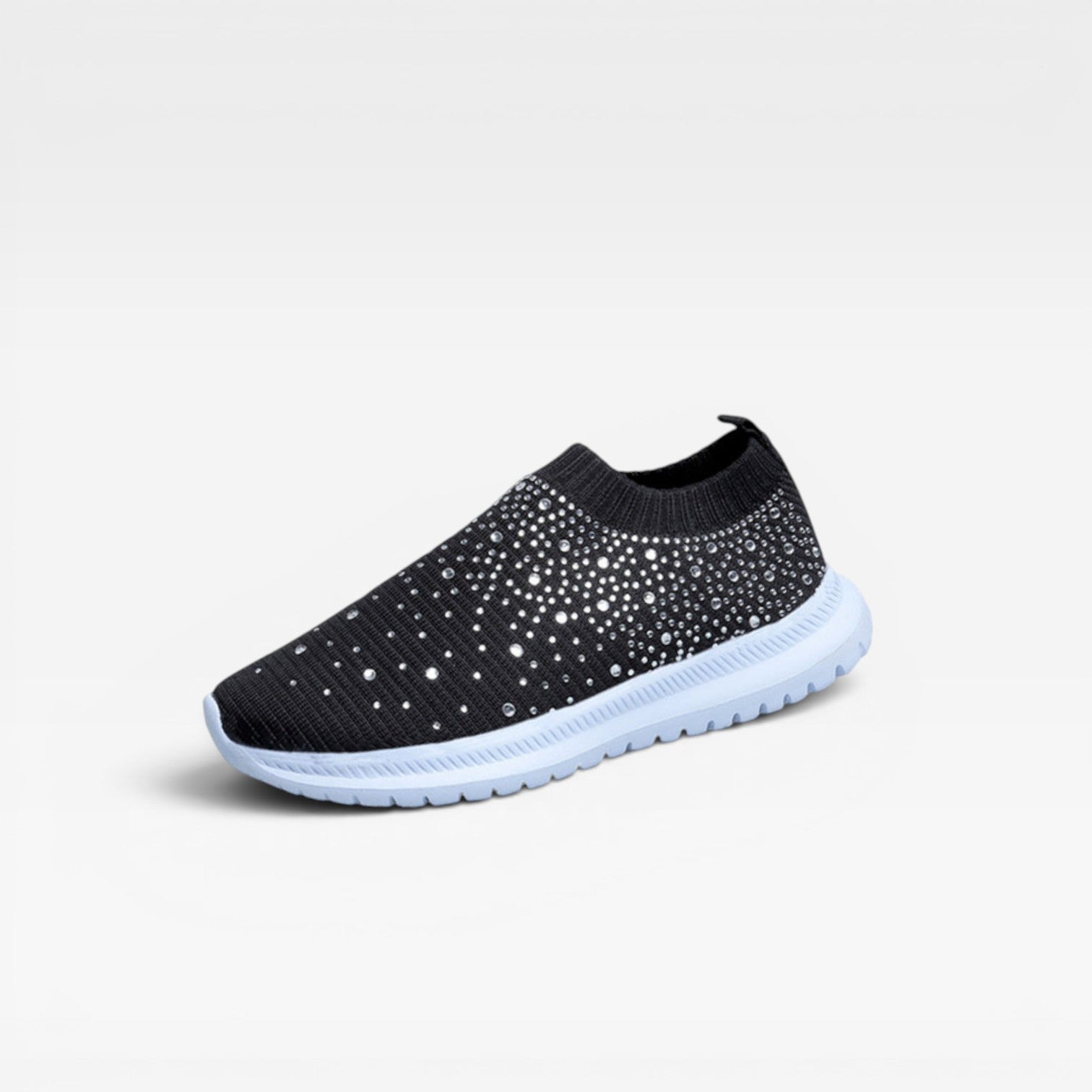 Diamante Knit Slip On Trainers, Crystal Sock Fit Shoes