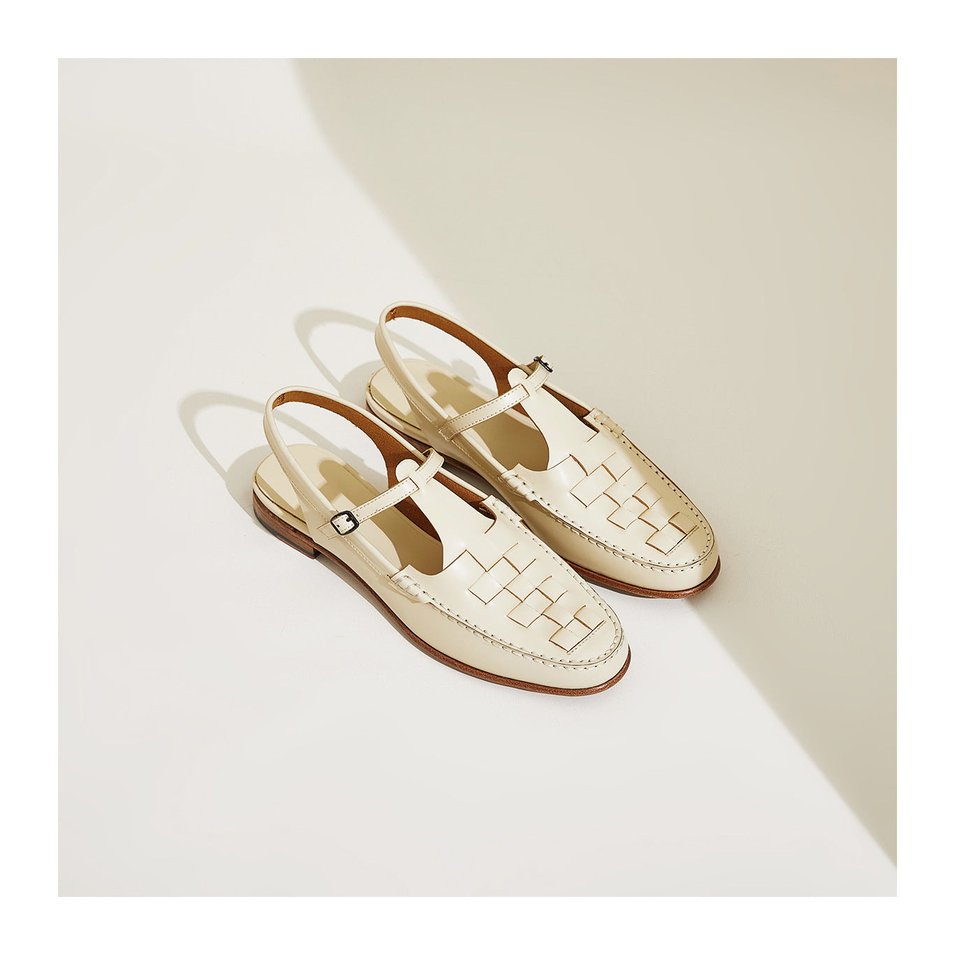 Leather Slingback Sandals, Flat Summer Strap Shoes