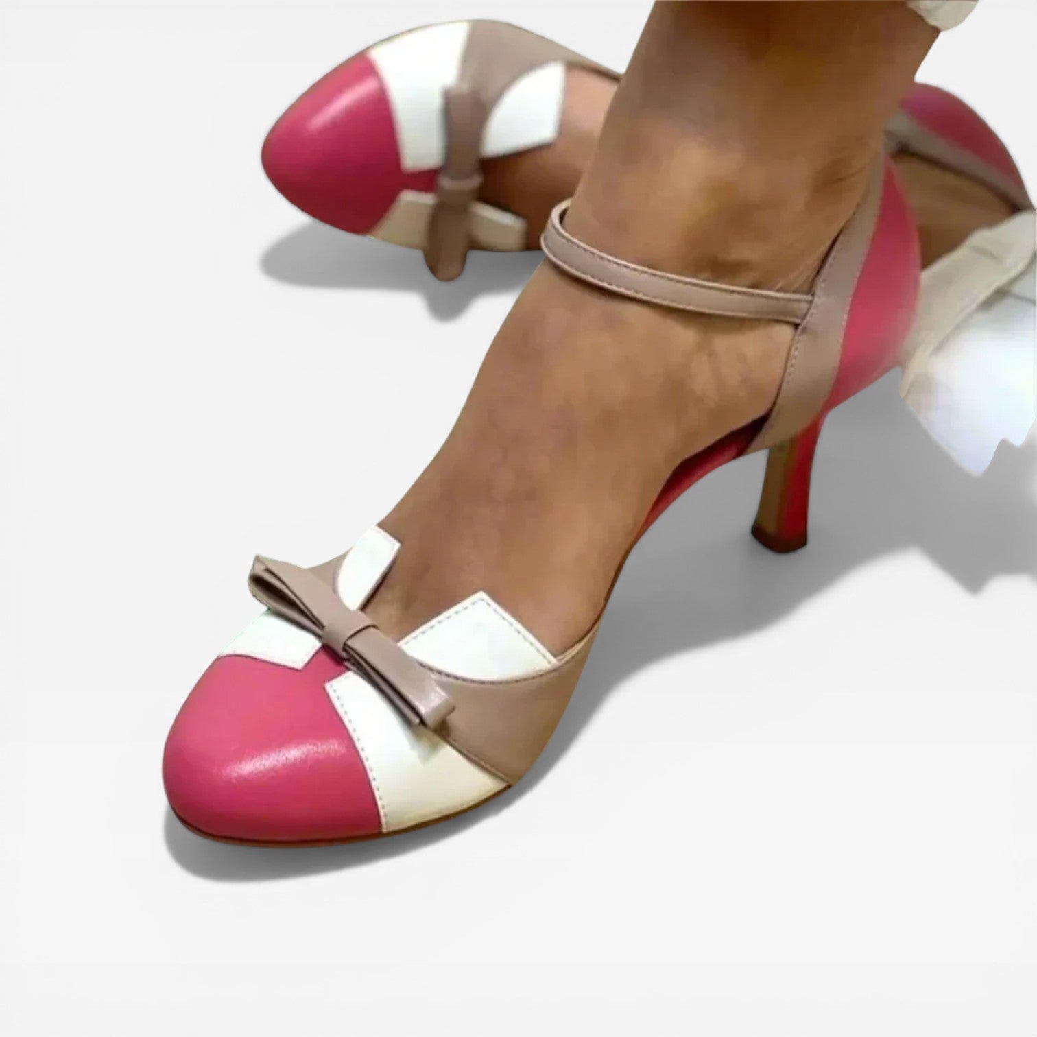 Two Tone Kitten Heel Pumps, Vintage Mary Jane Strap