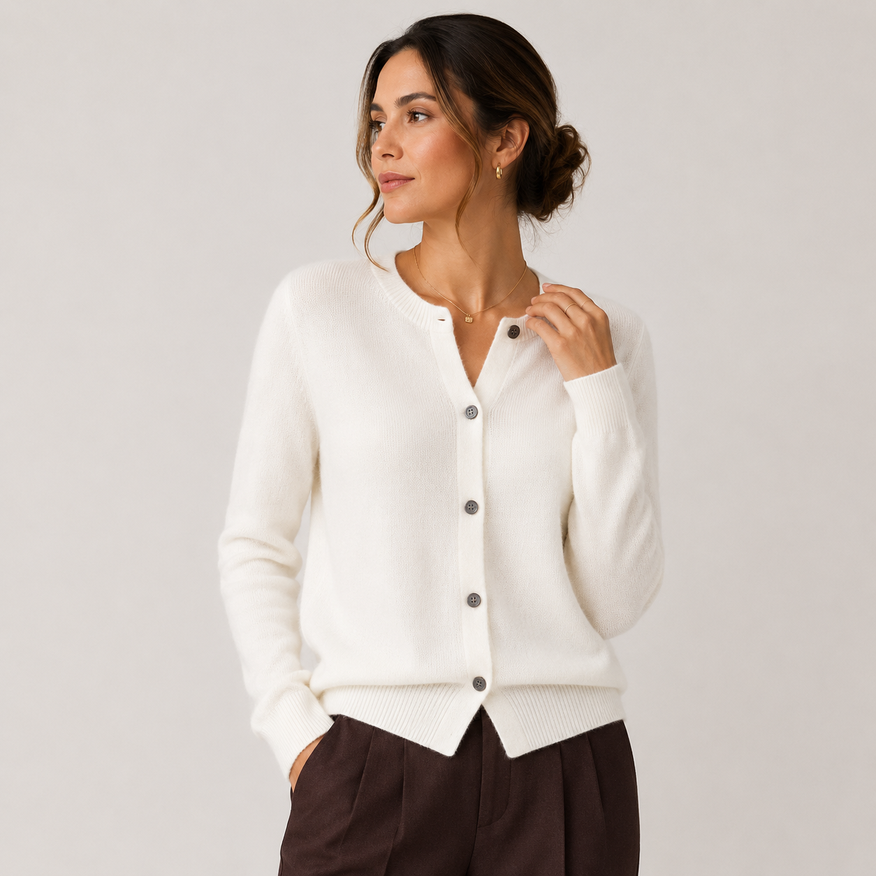 Button Front Knit Cardigan, Soft Cashmere Look Sweater