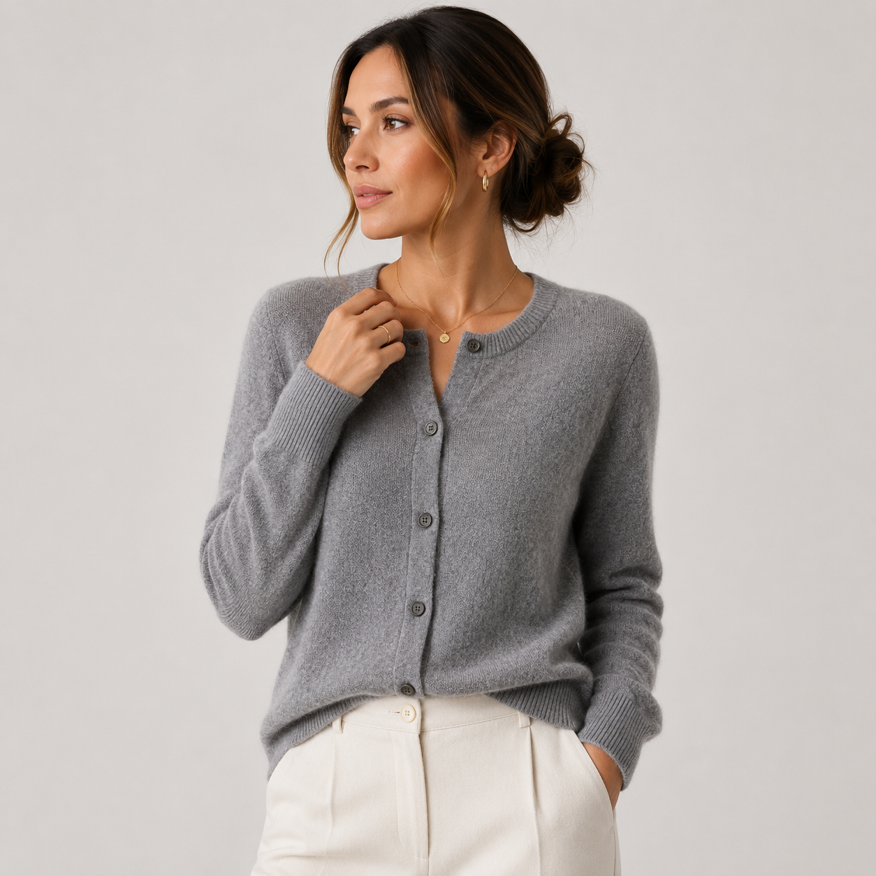 Button Front Knit Cardigan, Soft Cashmere Look Sweater