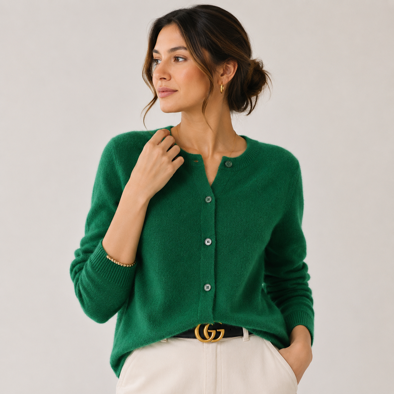 Button Front Knit Cardigan, Soft Cashmere Look Sweater