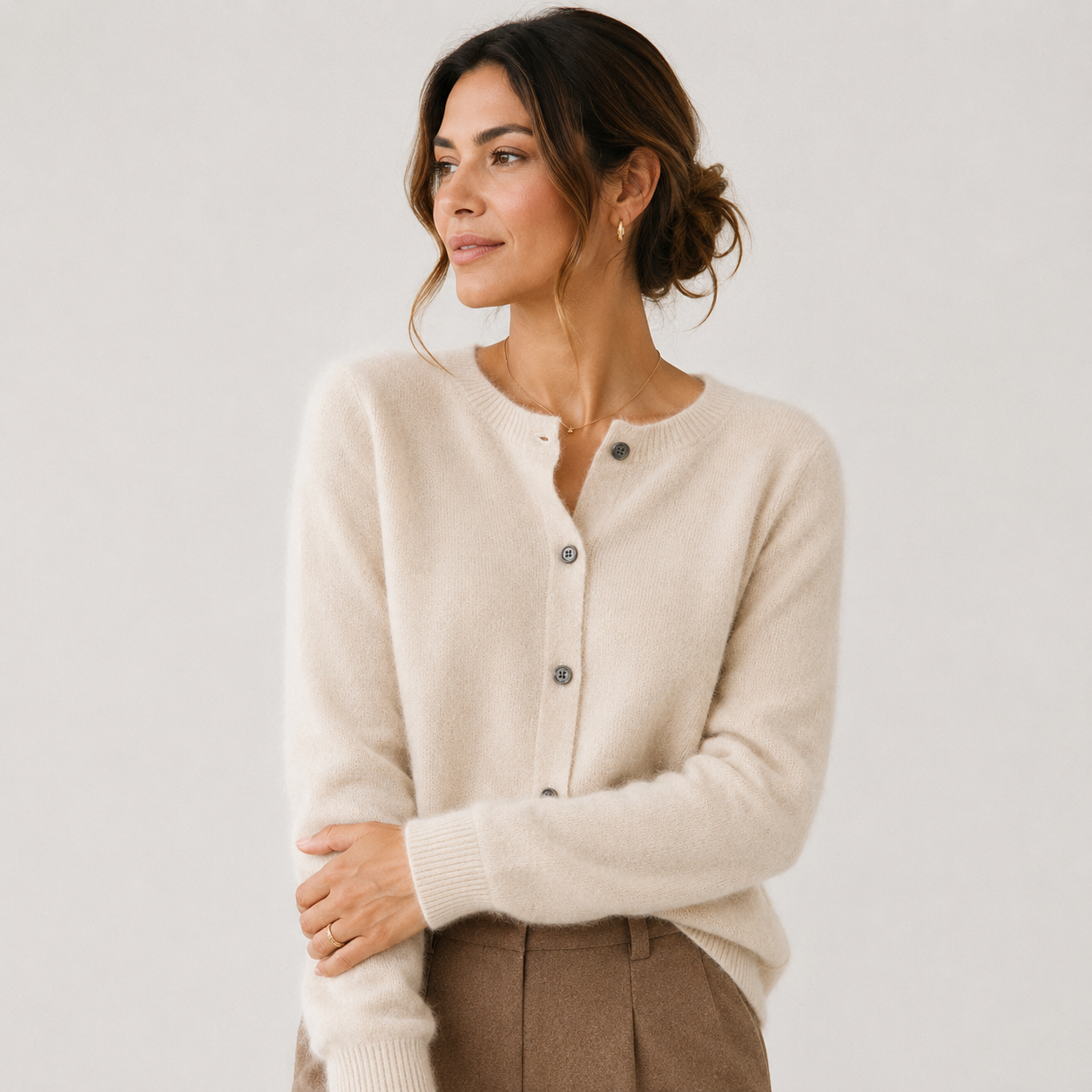 Button Front Knit Cardigan, Soft Cashmere Look Sweater