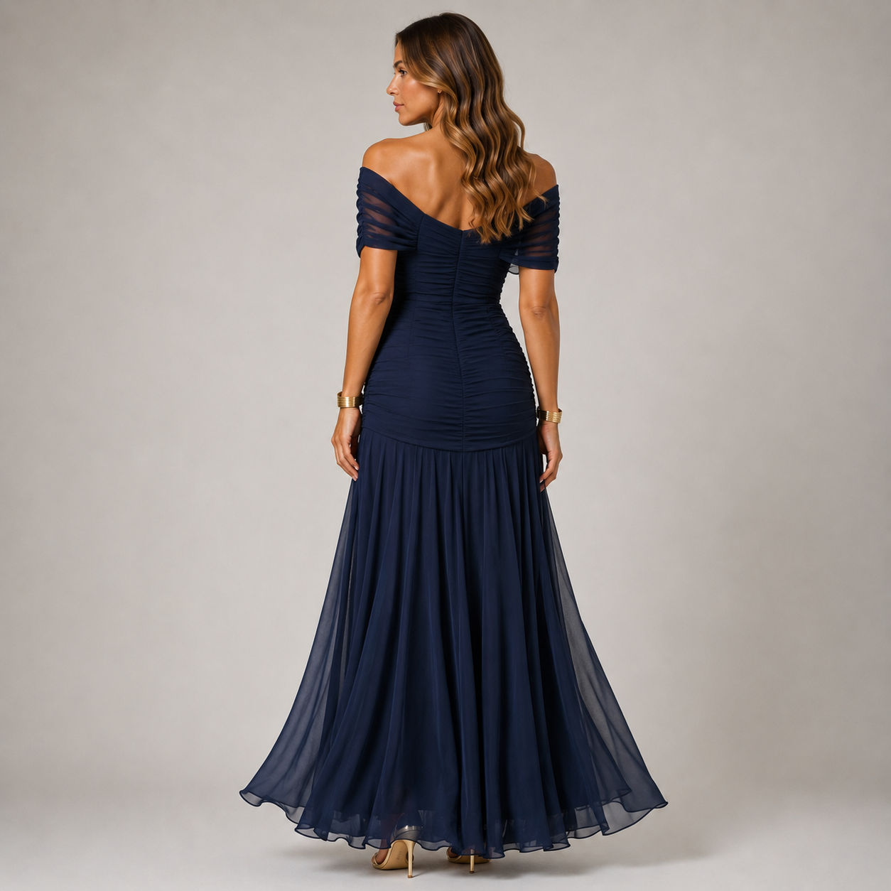 Flowing Viscose Chiffon Maxi Dress, Elegant Draped