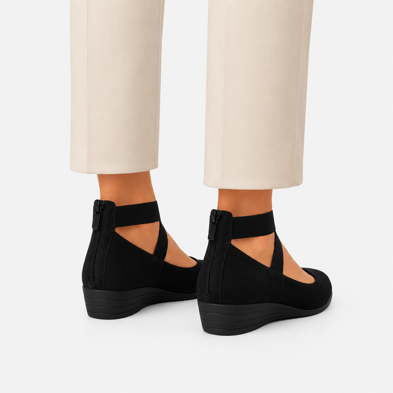 Crossover Strap Flats, Cushioned Wedge Walking Shoes